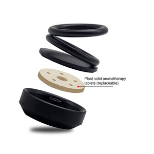 Rotating car air freshener with replaceable solid aromatherapy tablets for a refreshing scent