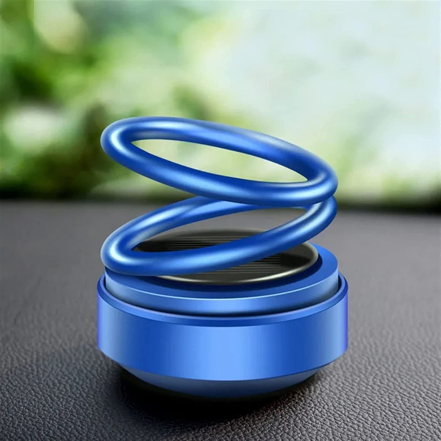 Blue rotating car air freshener with a sleek design for refreshing vehicle interiors