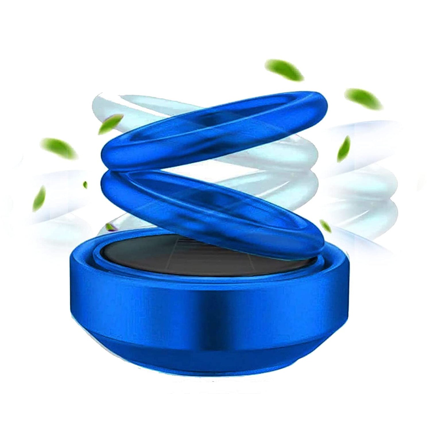 Blue rotating car air freshener with spiral design for refreshing car interiors