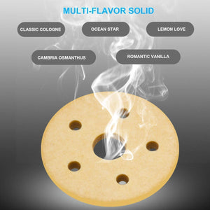 Multi-flavor solid rotating car air freshener with scents like Ocean Star and Romantic Vanilla