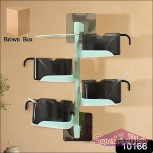Rotating spice jars set mounted on a wall for easy access and organization in the kitchen