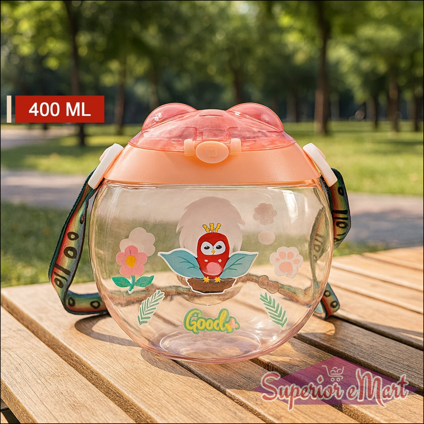 Round Belly Shape Kids Water Bottle (400ml  1 Set ) - Superior eMart