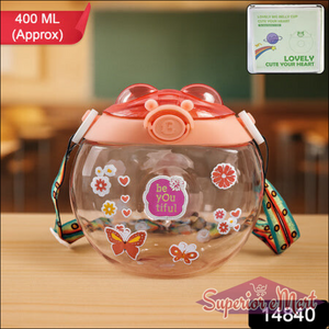 Round Belly Shape Kids Water Bottle (400ml  1 Set ) - Superior eMart
