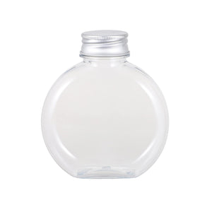 Round clear storage container with silver screw lid for home and kitchen organization