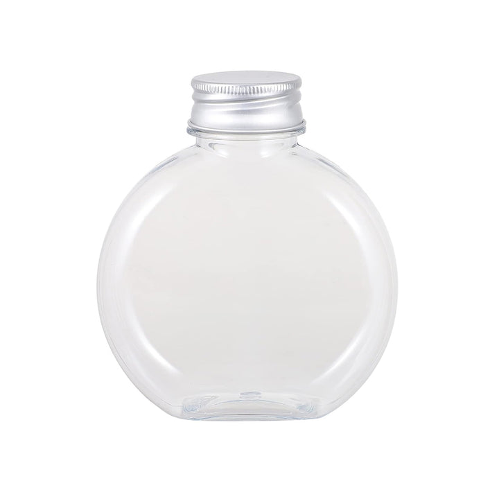 Round clear storage container with silver screw lid for home and kitchen organization