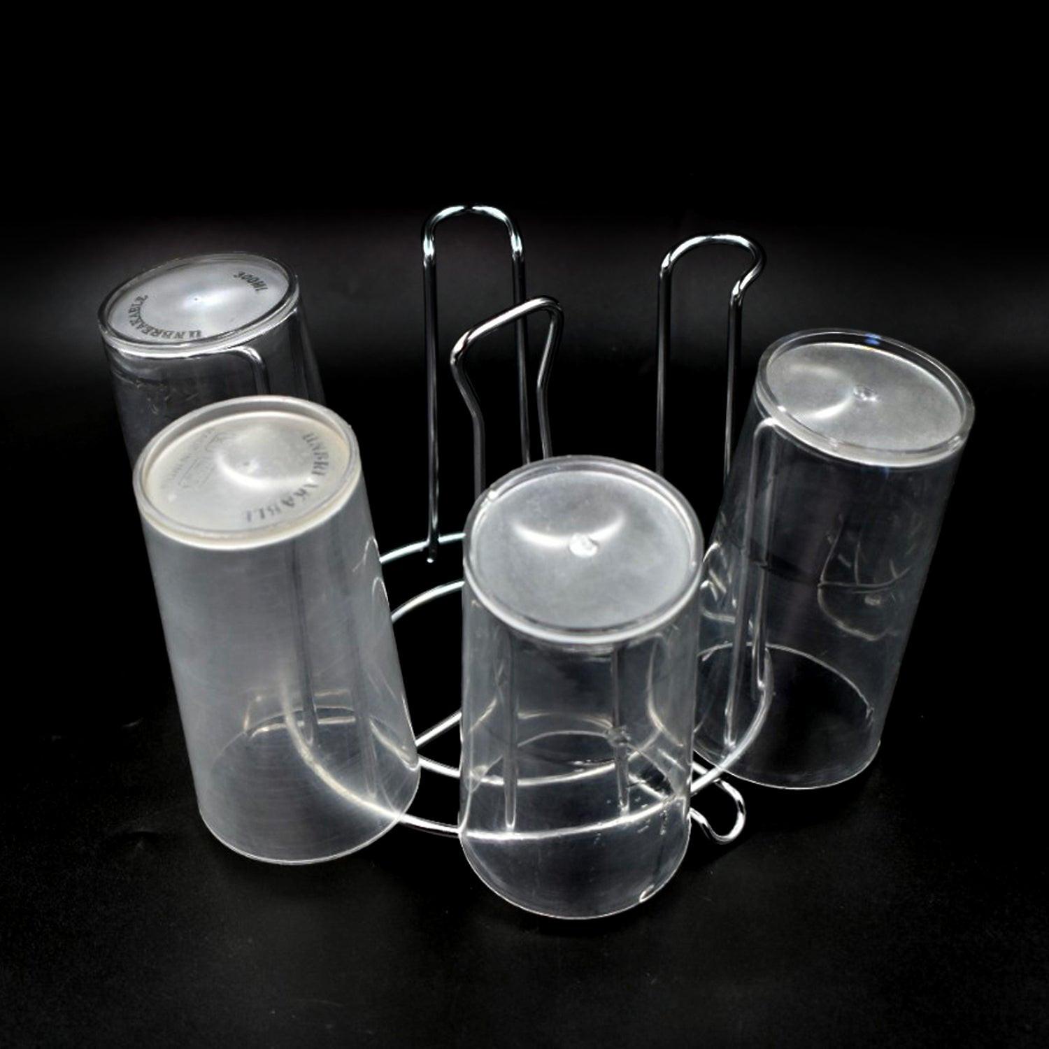 Round glass holder for kitchen with durable design to organize and store multiple glasses