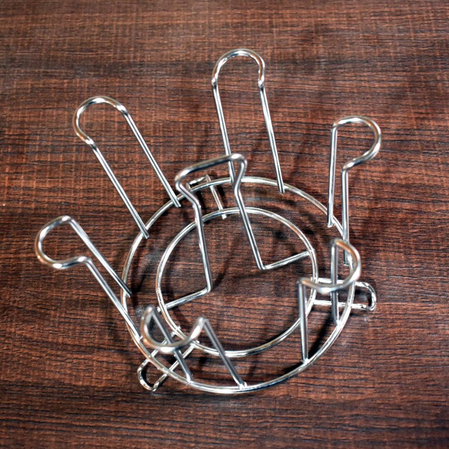 Durable round glass holder for kitchen with sturdy metal design for organizing glassware.