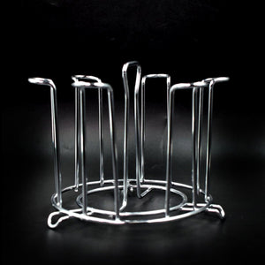 Round glass holder for kitchen made of durable metal, perfect for organizing glassware