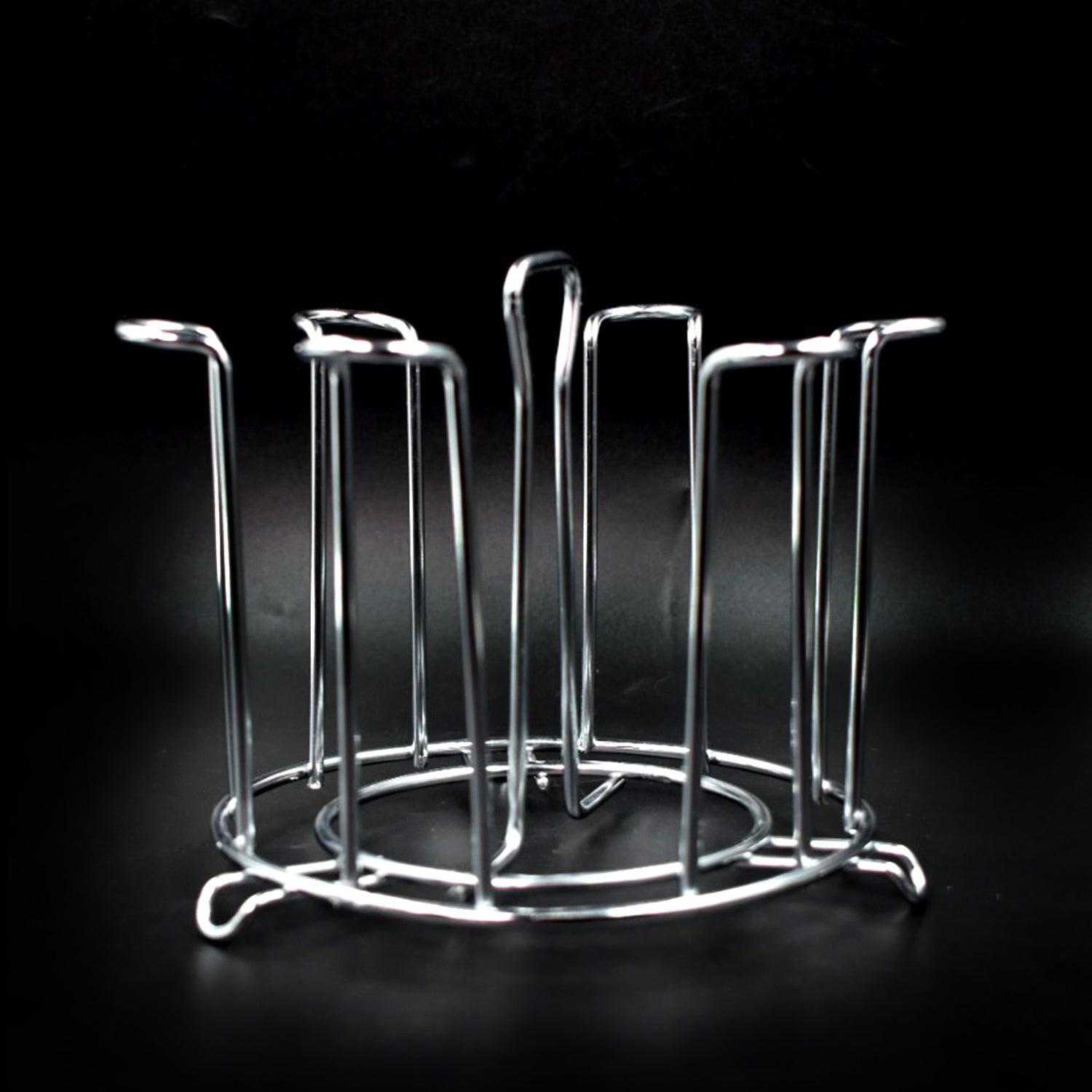 Round glass holder for kitchen made of durable metal, perfect for organizing glassware
