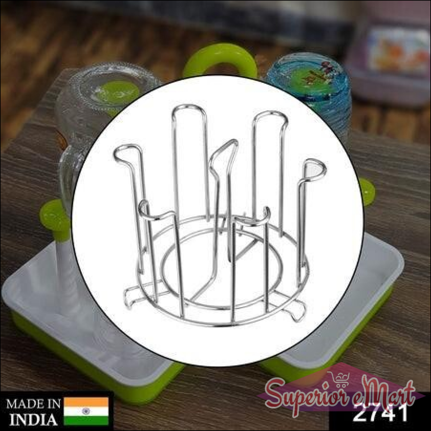 Stylish round glass holder for kitchen with chrome finish and multiple slots for glasses