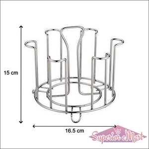 Stainless steel round glass holder for kitchen with sturdy design and multiple slots