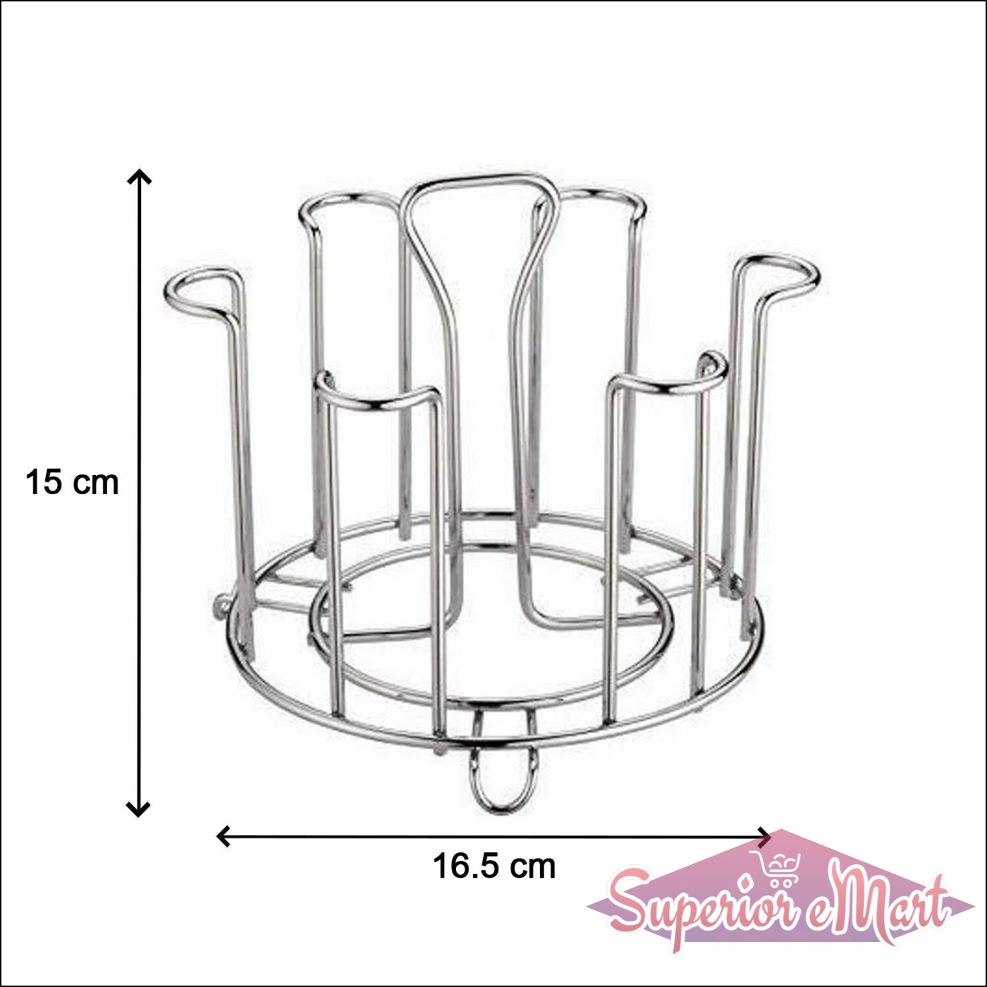Stainless steel round glass holder for kitchen with sturdy design and multiple slots
