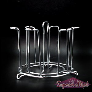 Round glass holder for kitchen made of durable metal, perfect for organizing glassware