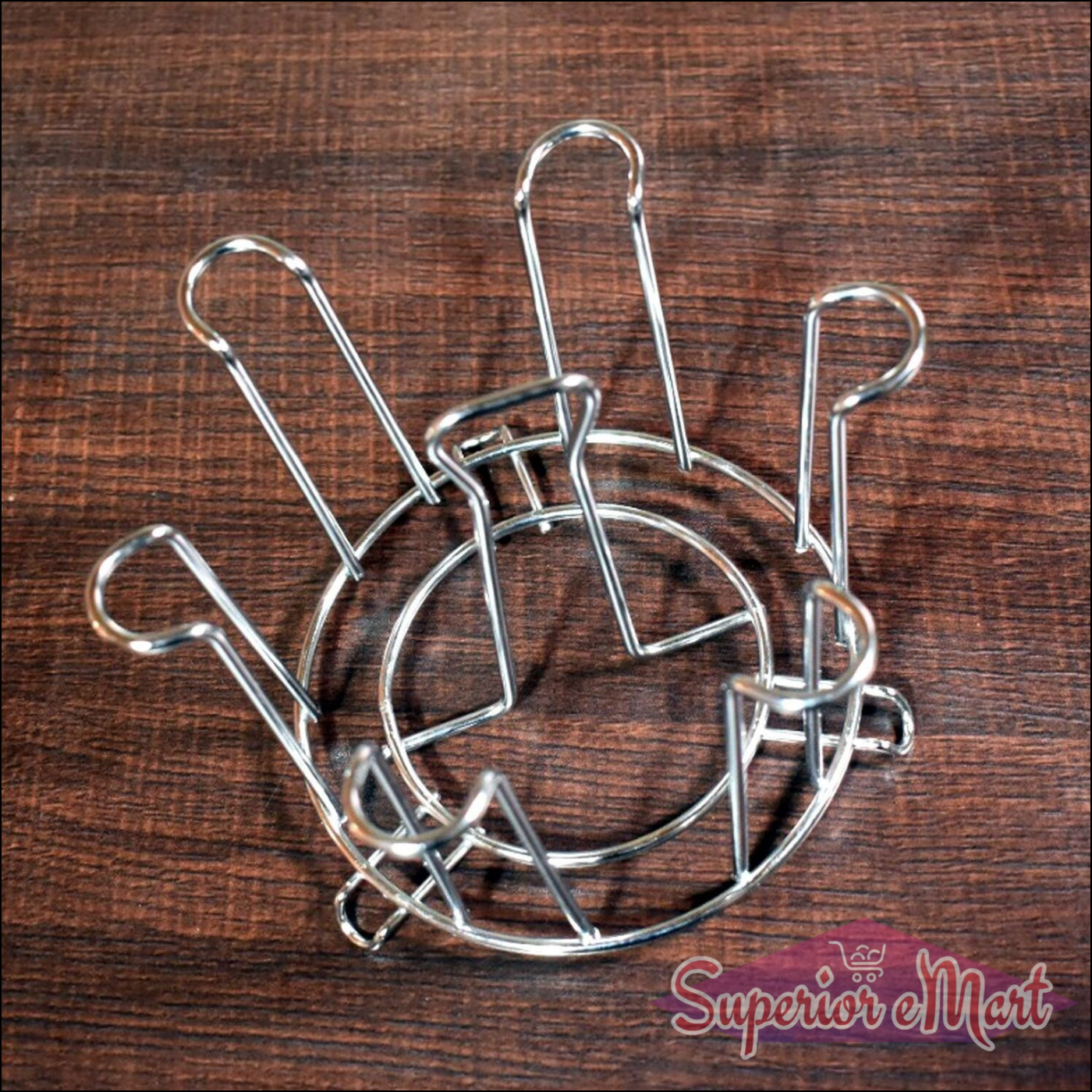 Durable round glass holder for kitchen with sturdy metal design for organizing glassware.