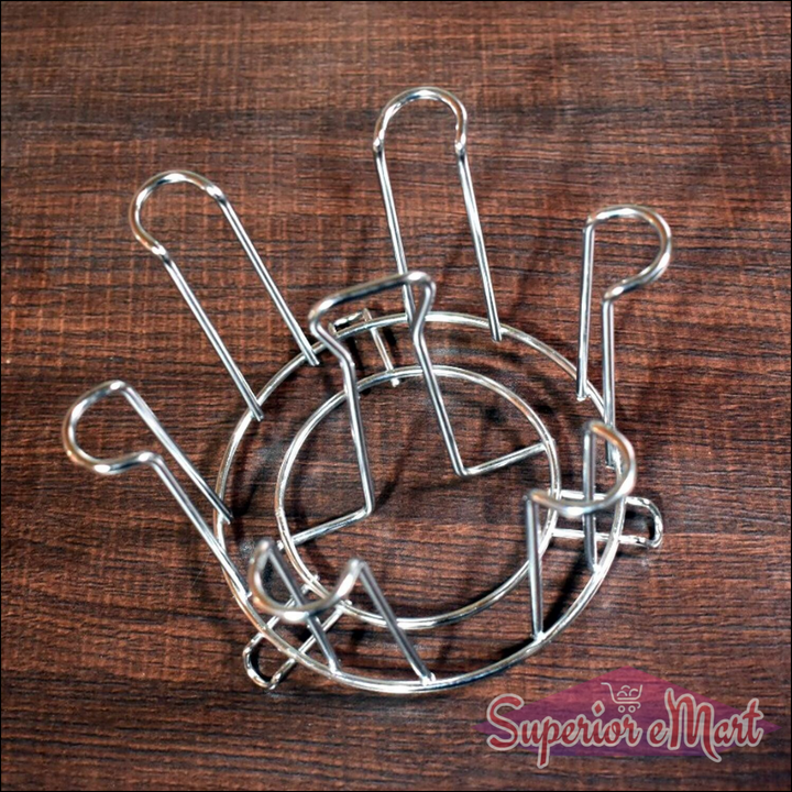 Durable round glass holder for kitchen with sturdy metal design for organizing glassware.