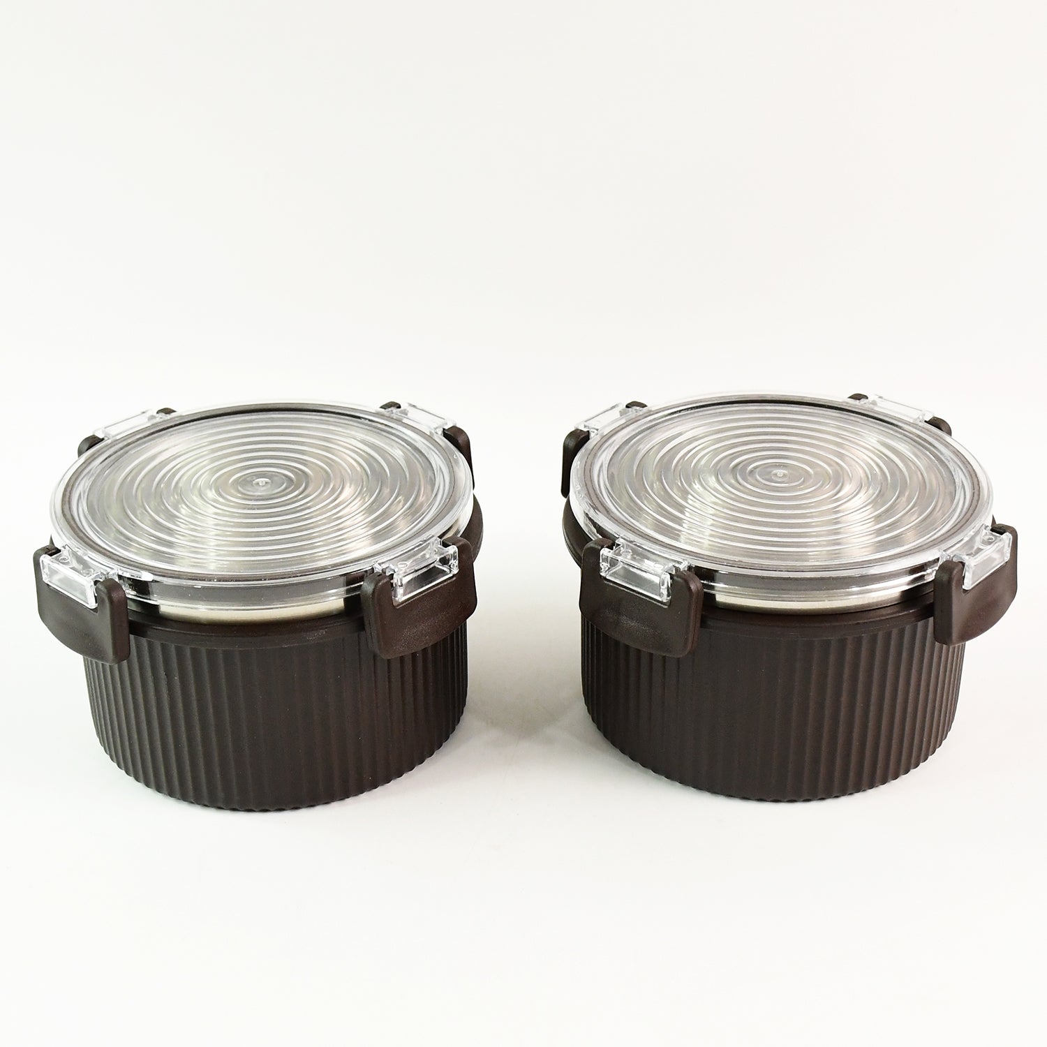 Superior eMart rustic jar set 450ml with airtight clear lids and dark ribbed bodies for kitchen storage