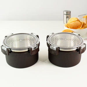 Superior eMart rustic jar set 450ml with airtight clear lids and dark ribbed containers for kitchen storage