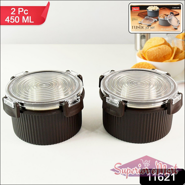 Rustic Jar Set 450ml, 2-Piece Airtight Containers - Superior eMart