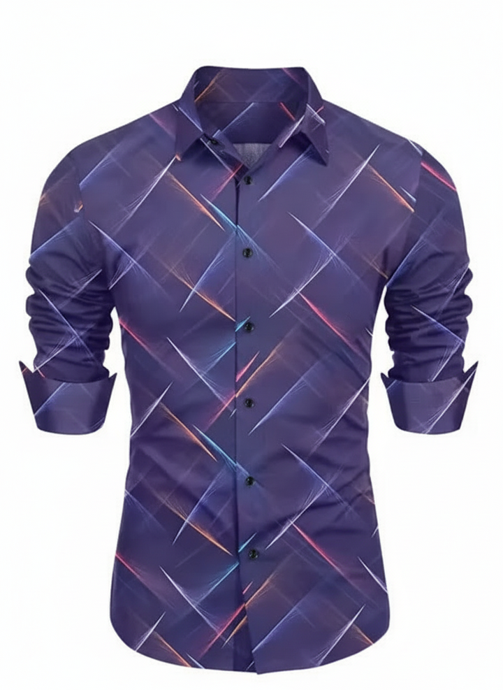 Blue patterned shirt on a white background