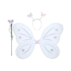 3293 Baby Girls Fairy Nylon Butterfly Wings Costume Butterfly Fairy Angel Wing Wand And Hairband Multi- Color For Party (1pc) - Superior eMart