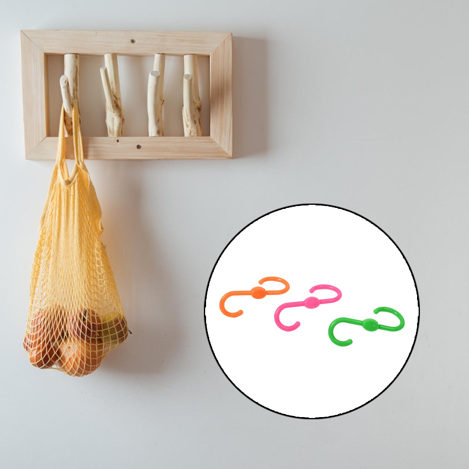 Colorful S shape hanger set 3 pcs in orange, pink, and green for versatile storage solutions