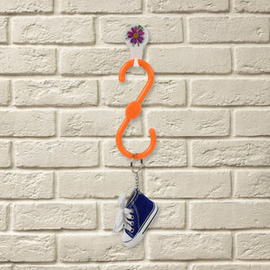 S shape hanger set 3 pcs in orange with floral design, ideal for organizing lightweight items