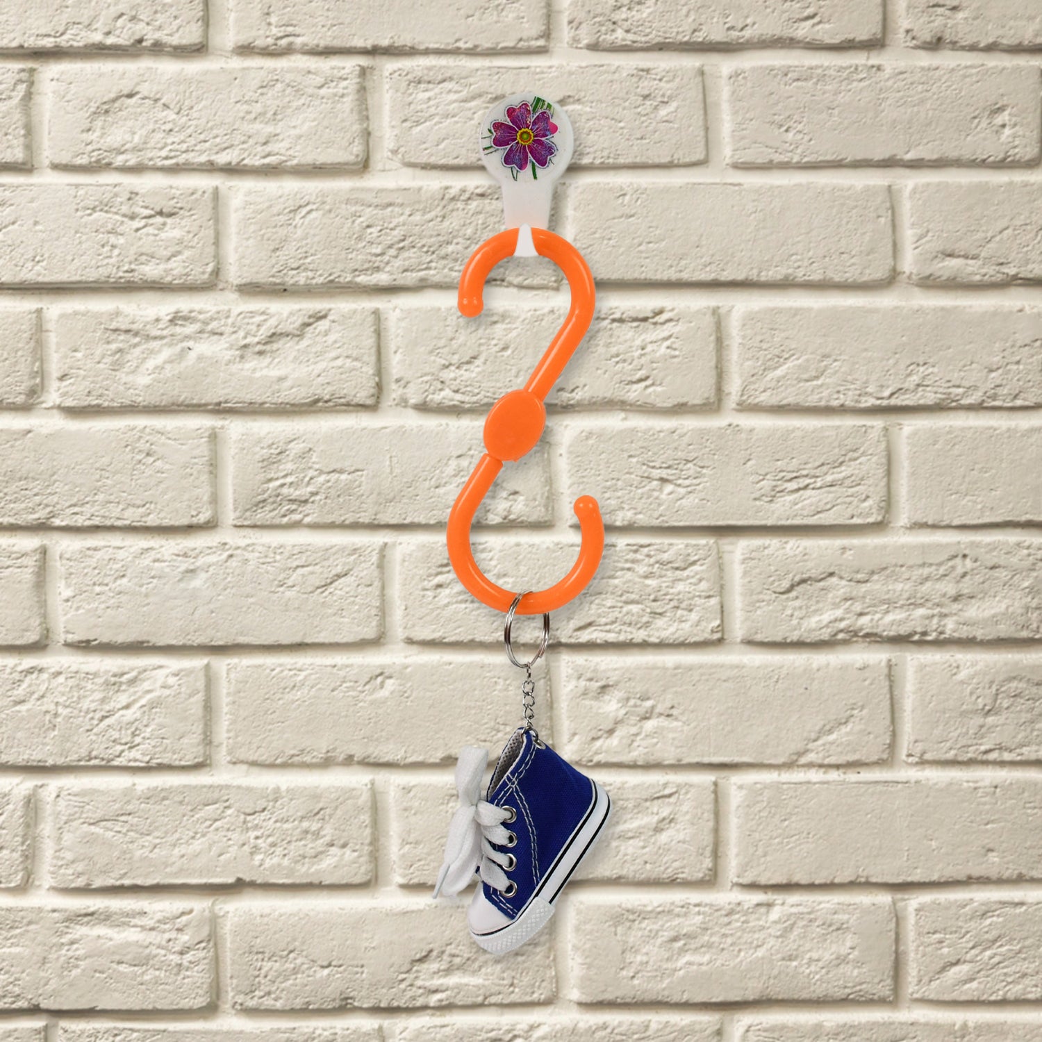 S shape hanger set 3 pcs in orange with floral design, ideal for organizing lightweight items
