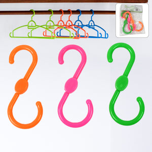 S shape hanger set 3 pcs in vibrant colors for versatile home organization