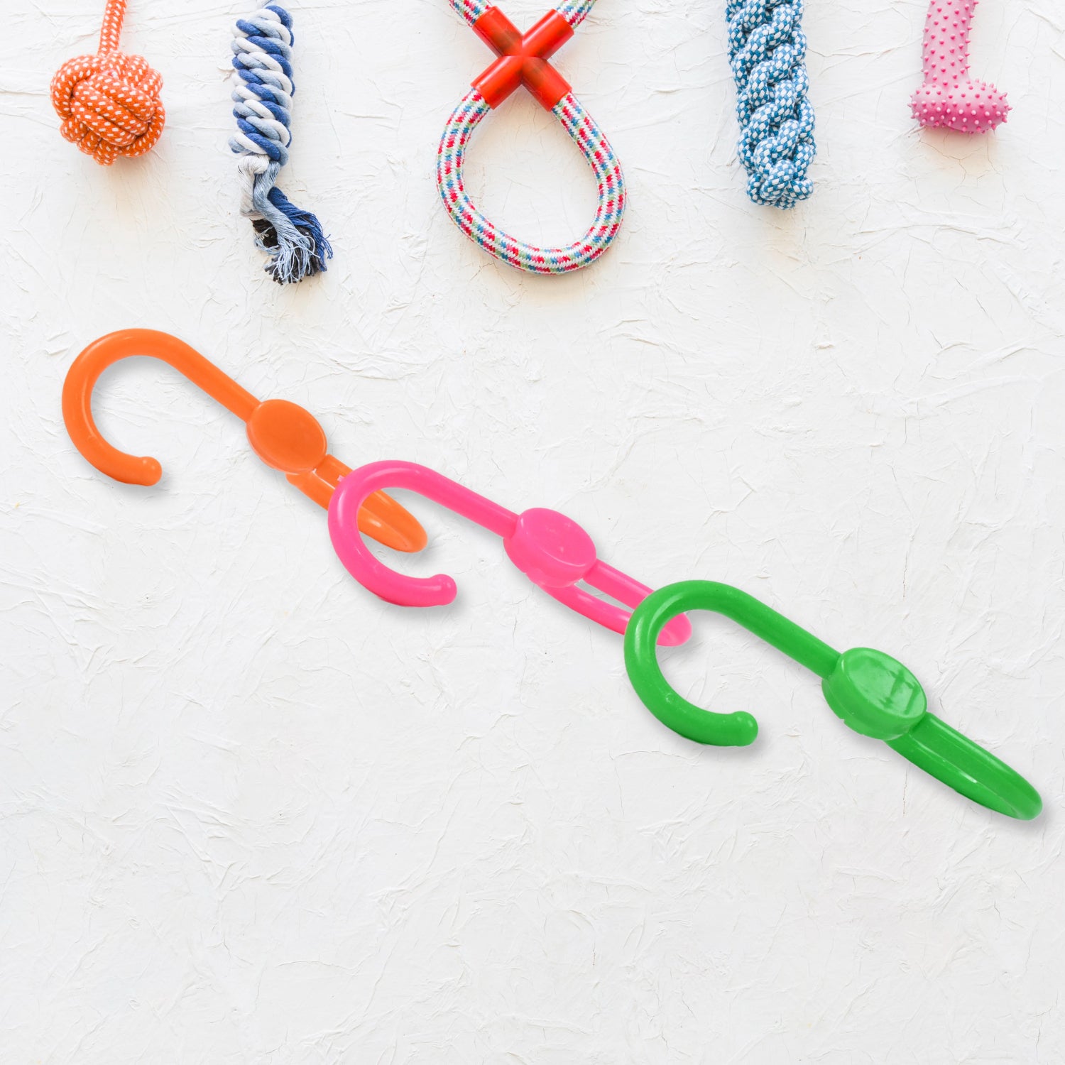 Brightly colored S shape hanger set 3 pcs in orange, pink, and green for versatile home organization