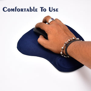 S shaped wrist mouse pad in blue providing comfort during extended computer use