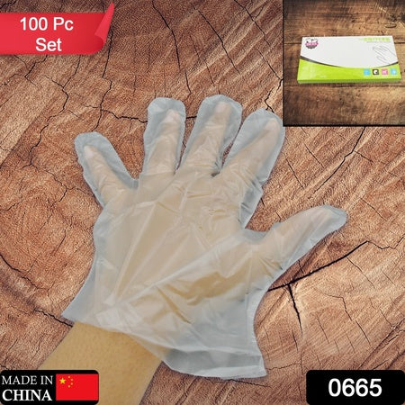 Large Size Transparent Disposable Clear Hand Gloves For Home, Kitchen, Hotels, Hospitals, Clinics, Beauty Parlor, Saloons (100 Pcs)