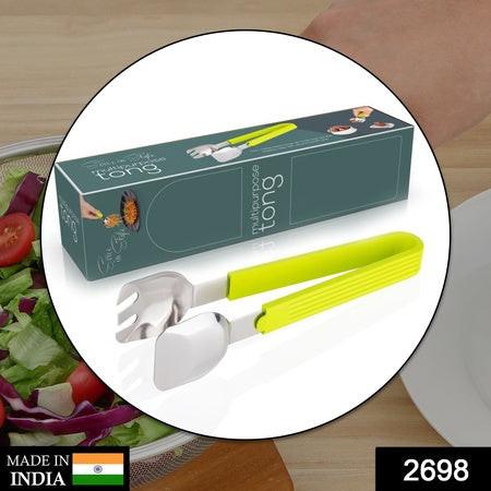 Superior eMart salad serving tongs with stainless steel and vibrant green handles for easy serving