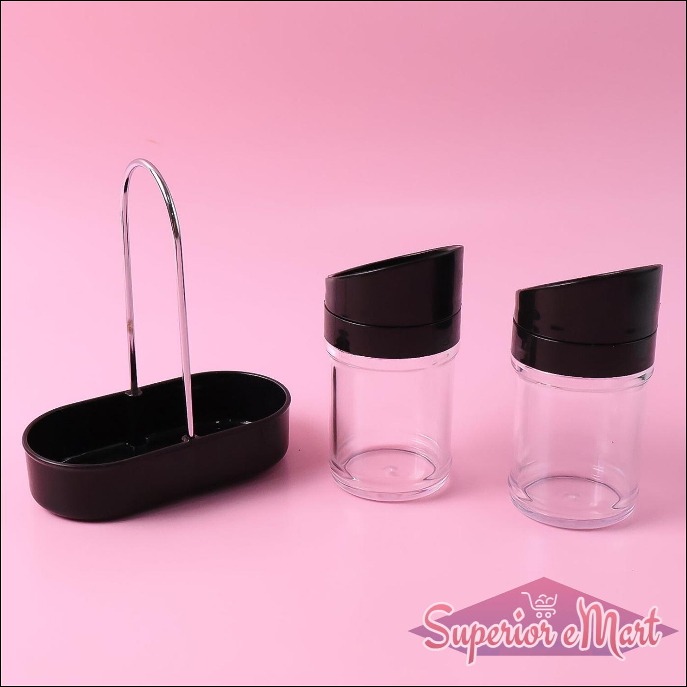 Salt N Pepper 2-piece Plastic Jar Set With Stand - Superior eMart