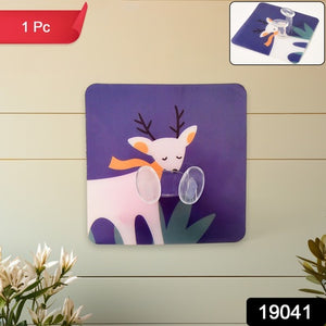 Colorful self-adhesive wall hook featuring a deer design for easy home organization