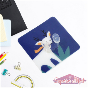 Colorful self-adhesive wall hook featuring a playful deer design for easy organization