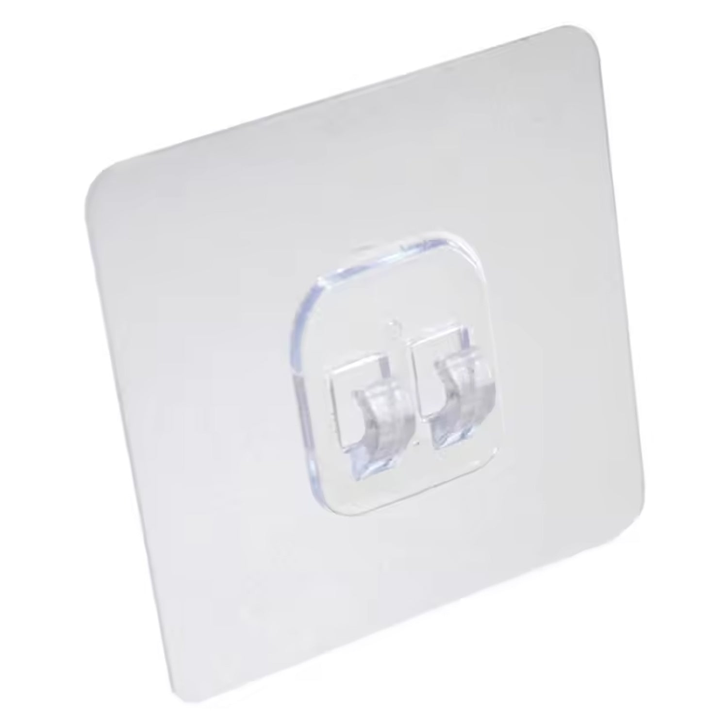 Transparent self adhesive wall hooks with dual hooks for easy mounting and organization