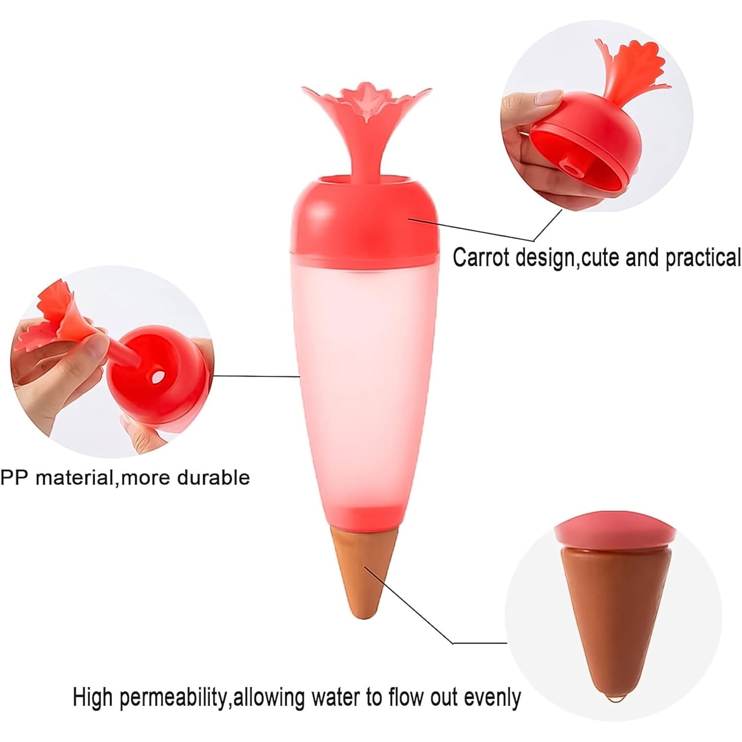Self watering plant spikes 1 Pc in a cute carrot design for efficient plant hydration