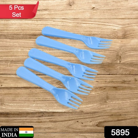 Set of 5 Blue Plastic Serving Forks for Kitchen by Superior eMart