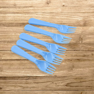 Superior eMart Blue Serving Fork Set for Kitchen with Five Durable Plastic Forks