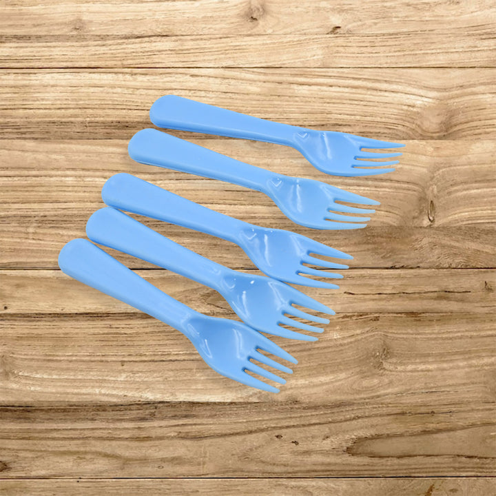 Superior eMart Blue Serving Fork Set for Kitchen with Five Durable Plastic Forks