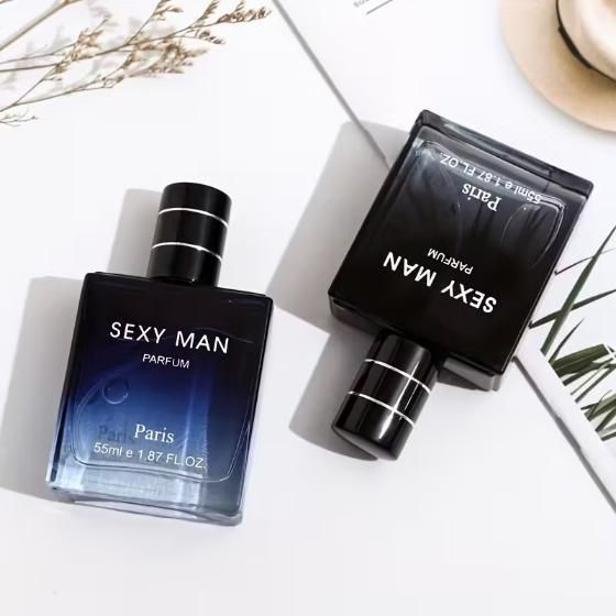 Sexy Man Perfume bottles showcasing long-lasting cologne for men with sleek design and elegant packaging