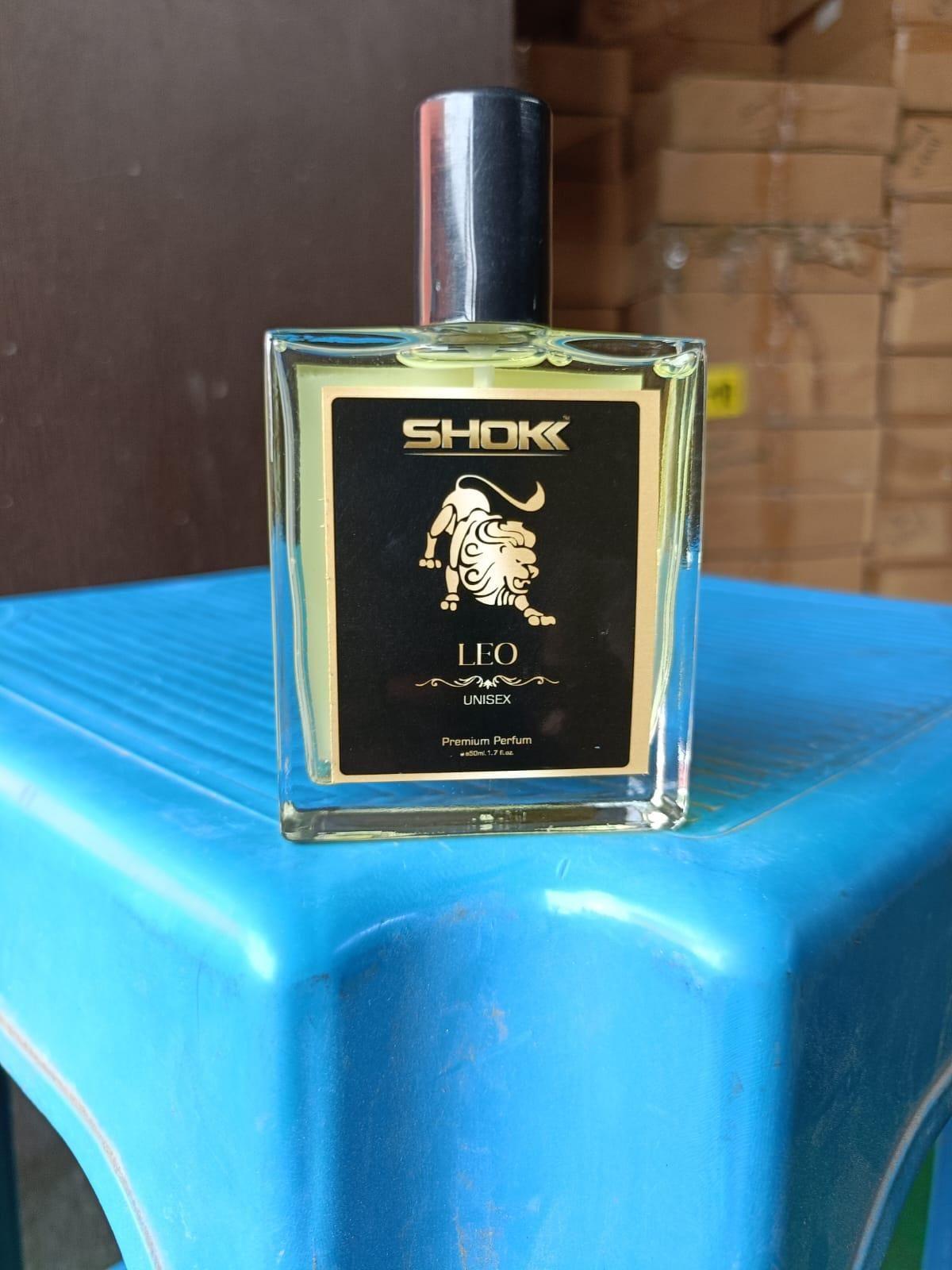 Leo zodiac unisex perfume 50ml in a stylish bottle with a black label and bold design