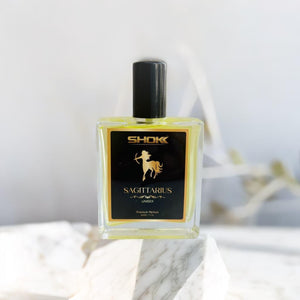 Sagittarius Zodiac Unisex Perfum 50ml by Superior eMart in clear square bottle with black cap and label