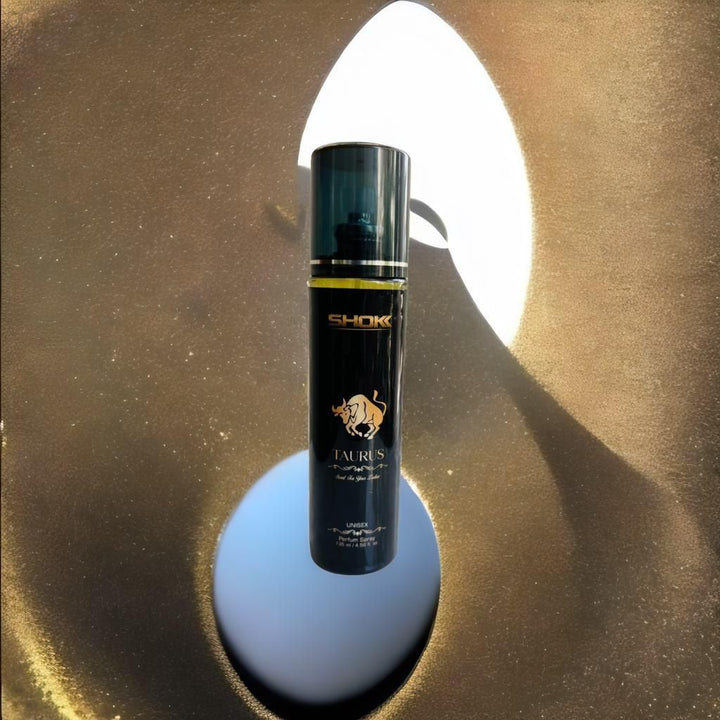 Guardian Taurus body spray by Superior eMart in black bottle with gold bull logo and SHOKK branding