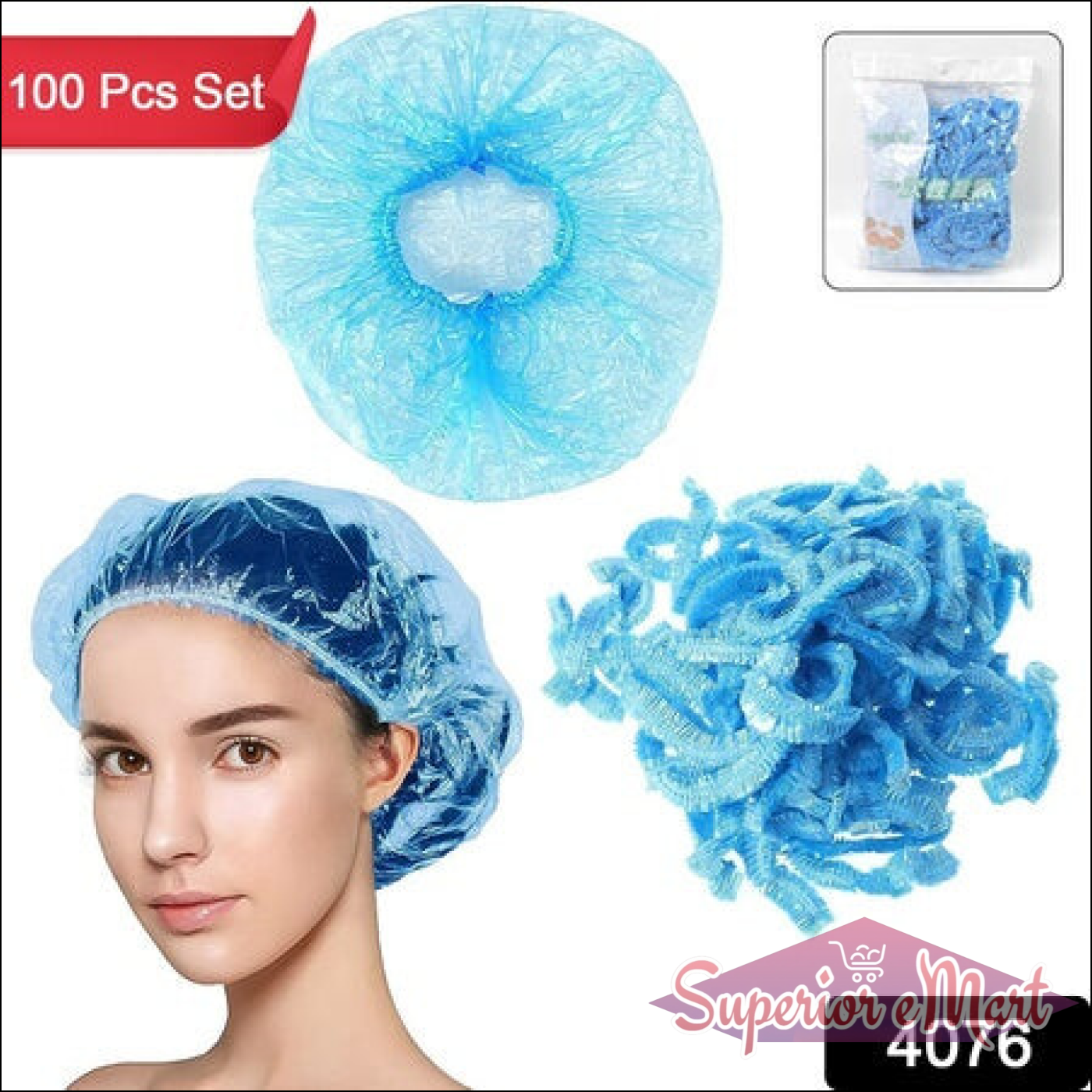 Shower Cap Waterproof Disposable Shower Cap 100 Pieces - Superior eMart