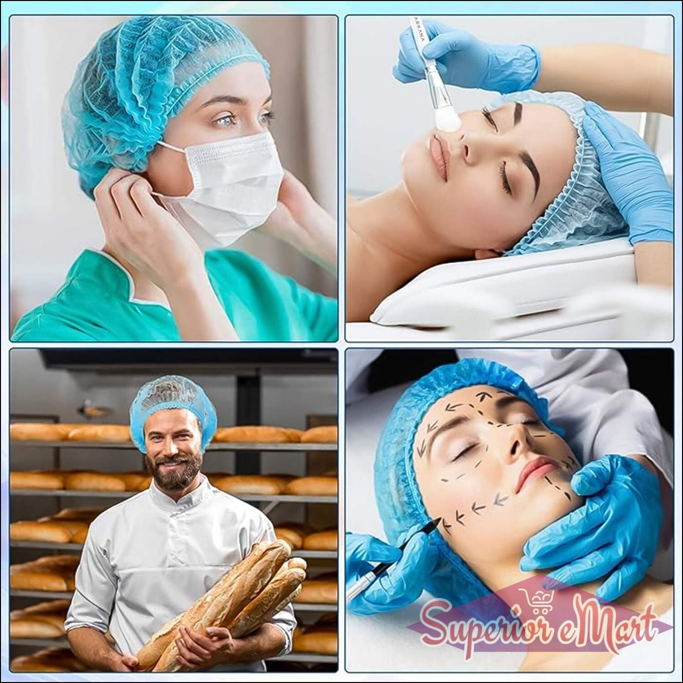 Shower Cap Waterproof Disposable Shower Cap 100 Pieces - Superior eMart
