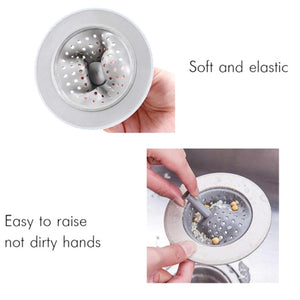Soft and elastic silicon sink strainer designed for easy raising without dirtying hands