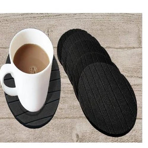 Silicone cup mat coaster set in black color, ideal for protecting surfaces from hot cups