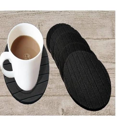 Silicone cup mat coaster set in black color, ideal for protecting surfaces from hot cups