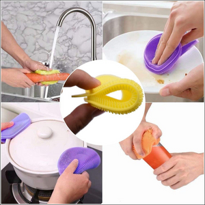 Superior eMart silicone dish scrubber sponge in multiple colors for effective kitchen cleaning